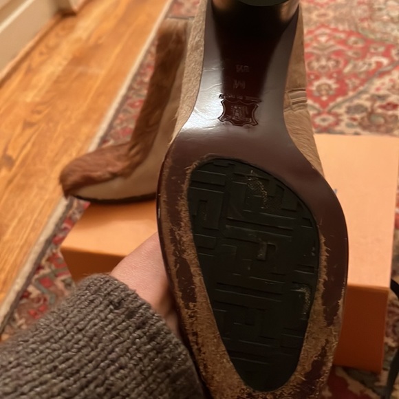 FENDI Ankle Boots worn 5 times . Very stylish and comfy . Camel hair camel. - Picture 3 of 12